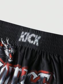 Street Life Pantalones cortos de boxeo con estampado de moda callejera para hombres - Negro - Ver 4