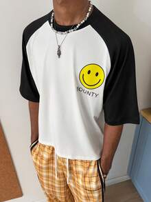 STEELVANCE Men's Casual Streetwear Commuting Funny Cartoon Letter Print Raglan T-Shirt, Summer - Multicolor - View 2