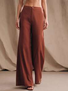Anewsta Quần ống rộng dáng suông nhẹ, màu gỗ đỏ, thoải mái và tôn dáng, thích hợp cho mùa xuân/hè. - Gỗ đỏ - Xem 2