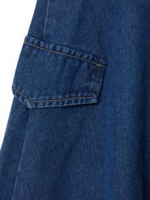 GlowEve Women's Casual Collared Sleeveless Double-Breasted Denim Dress, Summer - Blue - View 4