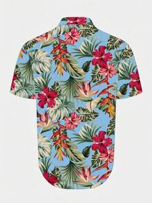 Manfinity RSRT Camisa de manga corta con estampado tropical casual para hombre, moda de verano para vacaciones - Multicolor - Ver 3