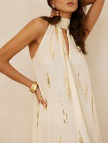 Aveloria Rosie New Arrival Elegant Chiffon Sequin Loose Sleeveless Dress - Apricot - View 4