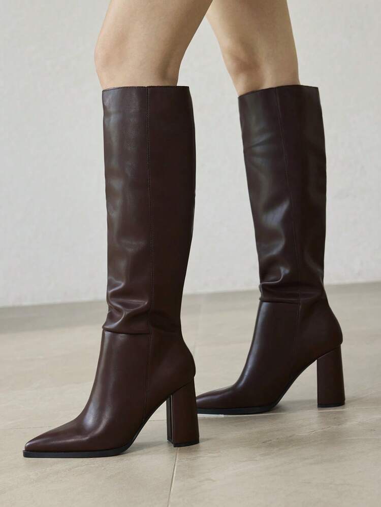 BOTAS CON TACÓN DE ESTILO VINTAGE OCCIDENTAL DE CUERO PU CON CREMALLERA METÁLICA