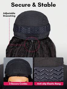 QUICK WEAR 9AM HAIR 即戴即用半假发，蓬松直发/缅甸卷发，灵活贴合，三合一半假发，带抽绳，自然发际线，无缝设计，新手友好，即戴即用，无需胶水，真人发假发，预先拔毛发际线，180%密度，18-28英寸常规尺寸，未经加工的原生发，Y2K风格真人发假发，礼物，发饰，情人节真人发无蕾丝假发，自然无胶假发，浪漫约会之选，100%真人发假发 - SNatural - 查看 12