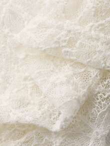 FRIFUL Áo croptop ôm sát cổ tròn dành cho nữ, chất liệu ren toàn thân, phối nhiều lớp bèo nhún ở cổ tay. - màu đen - Xem 8