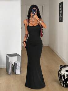 Coolane Women's Spring/Summer Streetwear Casual Date Night Party Country Concert Stretchy Straps Backless Sleeveless Long Dress - Black - View 1