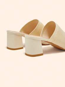 CUCCOO BASICS Women's Square Toe Casual Fashion High Heel Mule Sandals For Christmas - Off-white 1 - View 5