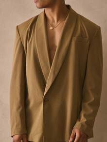 Musero Loose Fitted Structed Shawl Collar Asym Button Fastening Blazer Jacket Tailoring Set Top Only Spring Summer Esssentials Smart Wear - Army Green - View 2