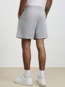 TOKVUE 男士夏季休闲运动日常通勤纯色抽绳腰侧口袋短裤 男士运动短裤 男士慢跑短裤 灰色男士短裤 男士抽绳短裤 - 灰色 - 查看 2