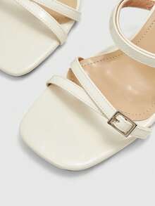 CUCCOO BIZCHIC 简约时尚百搭休闲及通勤女式高跟凉鞋 - 米色 - 查看 8