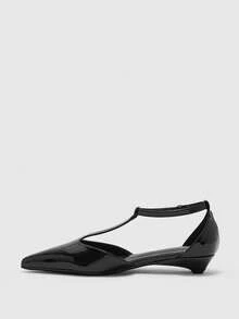 CUCCOO BIZCHIC Women's Coffee Pointed Toe Low Heel Slingback Shoes, Minimalist Elegant Versatile Casual Commuter Shoes, Suitable For Work Office, Spring/Autumn Spring Shoes Fall Shoes - Mirror black - View 9