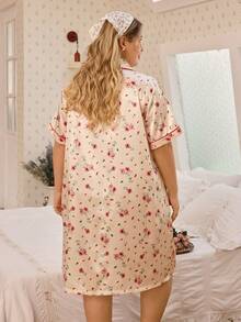 CottageSlumber 大码碎花仿丝绸睡裙 - 彩色 - 查看 2