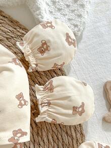 Loomiva 6pcs Newborn Baby Cute Brown Bear All-Over Print Footie Pajama Set - Multicolor - View 3