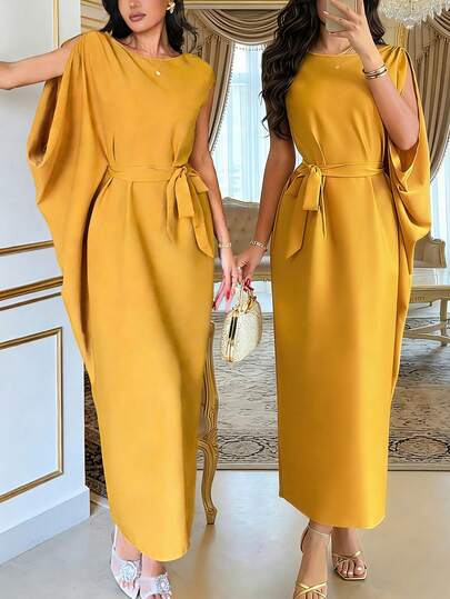 Rafferiza שמלת מידי אלגנטית עם שרוולי עטלף ומותן צמוד, רב-תכליתית לנסיעות ופנאי, אביב/קיץ