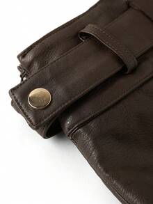 Ellevyn 大码纯色腰带修身优雅A字裙 - 摩卡棕 - 查看 4