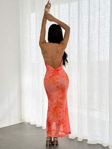 SHEIN PETITE 女士碎花不对称领修身无袖连衣裙 - 彩色 - 查看 10