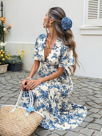 SHEIN LUNE Casual Women's Floral Print Short Sleeve Dress Summer Dresses For Women Summer Outfits For Women Spring Outfit Women Beach Dresses For Women Vacation Outfits Women Summer Holiday Outfits Casual Dresses For Women Floral Dresses For Women Cruise Outfit For Women Sun Dresses For Women Resort Wear Women Women Vacation Dress Boho Dress Women Floral Print Dress Women French Style Dress Elegant Summer Dress