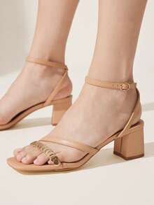 CUCCOO CHICEST Sandalias de tacón alto para mujer de uso diario - Albaricoque - Ver 5