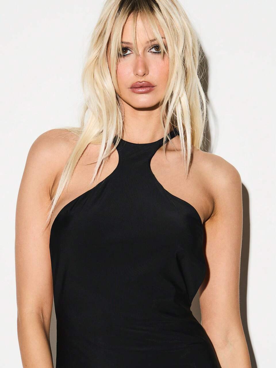 Black Halter Neck Ring Detail Open Back Sleeveless Bodycon Maxi Dress Evening Party Occasion Wear