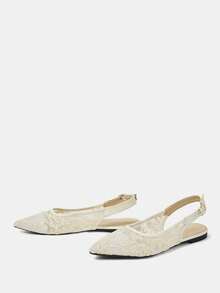 CUCCOO HITCHD Flat Bottom Hollow Jacquard Closed Toe Rear Strap Sandals - Apricot - View 8