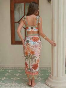 Swim Oasis Women's 3-Piece Swimsuit Set, Sexy Vacation Elegant Halter Strap Pattern Design, Women's Beach Outfit, Women's Swimwear Set, Spring/Summer - Multicolor - View 2