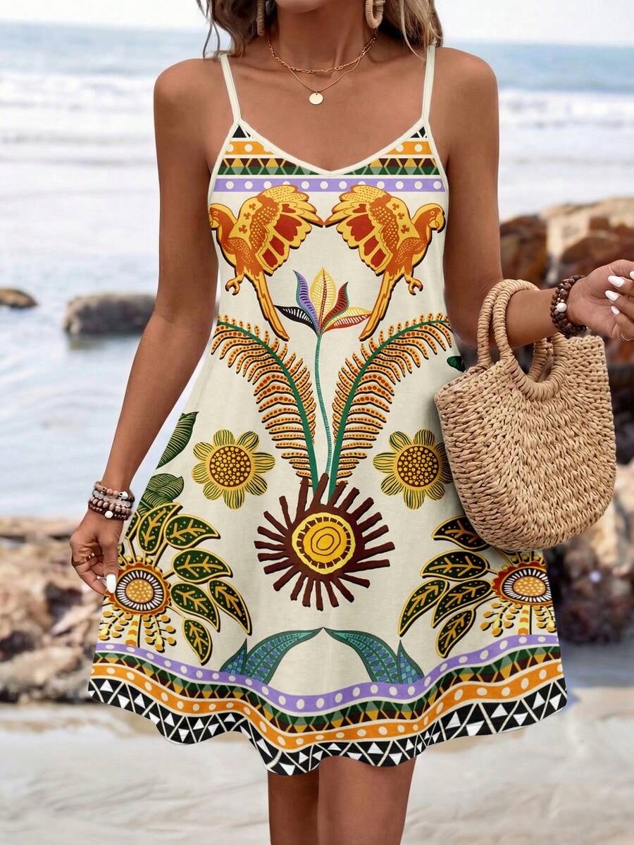 SHEIN LUNE 女士吊带针织迷你连衣裙，适合夏季穿着