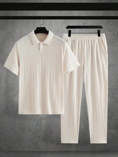 HIMLAND Elegancki męski komplet koszulek polo w jednolitym kolorze, odpowiedni do dojazdów do pracy i noszenia na co dzień