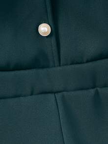 Tween Girls Elegant Commuter Lady Cap Sleeve Ruffled Collar Belted Shorts Jumpsuit, Spring/Summer, Moss Green - Dark Green - View 5