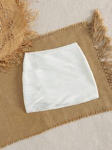 Swim Chiccia 女士夏季纹理面料镂空半身裙 - 白色 - 查看 5