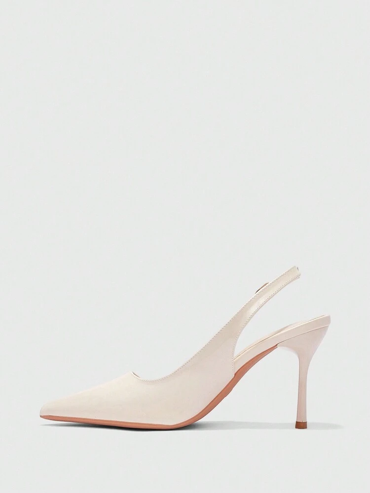 CUCCOO BIZCHIC Women's Apricot Patent Leather Pointed Toe Stiletto Heel Backless Fashionable Sexy High Heels Spring Shoes