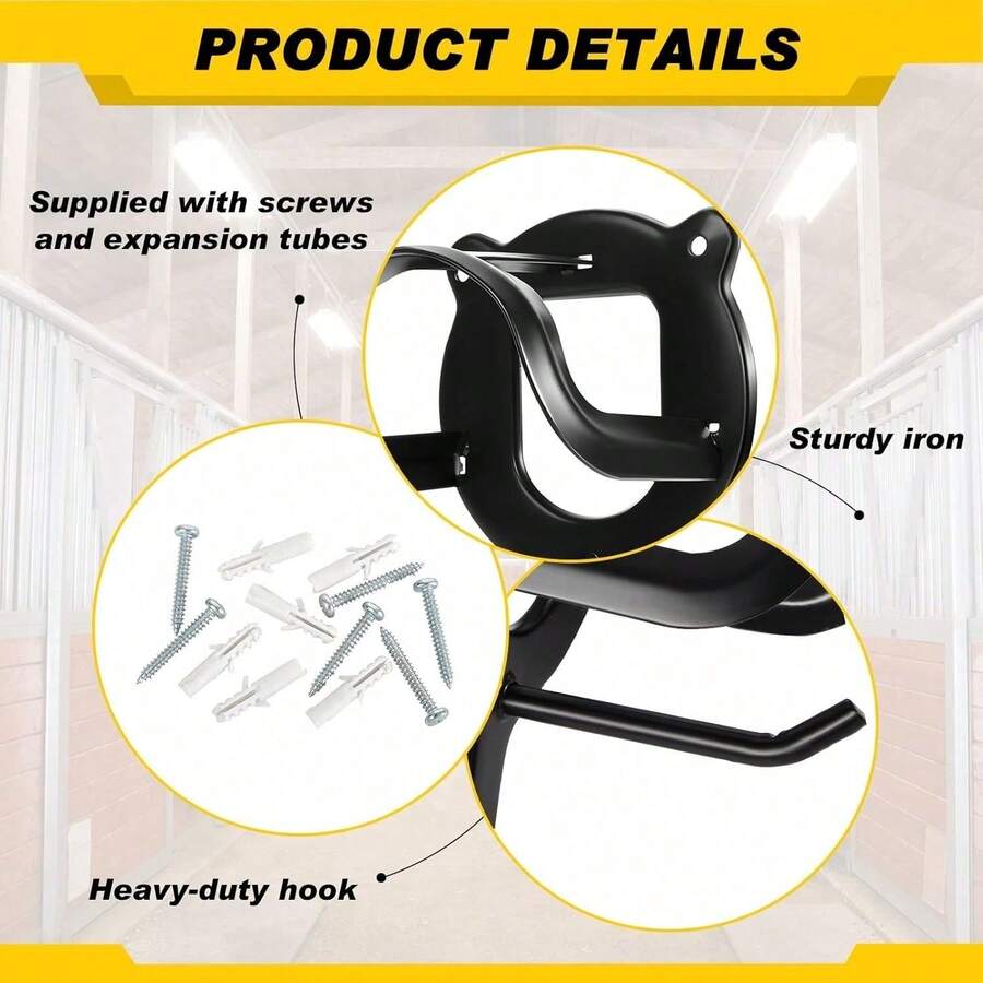 4 Counts Horse Bridle Rack Bracket Bridle Hooks Tack Storage Halter Hanger Metal Holder With Tubes And Screw For Horse Barn Supplies(Black) - Multicolor - View 1