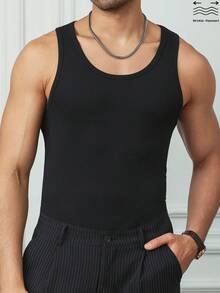 HUEFORM Men's Black Summer Casual Gym Tank Top, Wrinkle-Resistant Solid Color Sleeveless Tops, Muscle Shirt For Everyday Wear, Commuting,And Layering, Holiday - Black - View 4