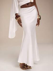 Normani Women's White Summer Elegant Party Mermaid Maxi Skirt,Casual Vintage Y2k 90s Streetwear,Floor Length Graduation Wedding Vacation Outfits For Ladies - Yellow - View 2