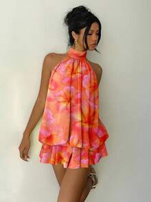 Đầm mini hở lưng buộc dây, màu cam nhuộm tie-dye, họa tiết hoa, thanh lịch và gợi cảm của Aloruh dành cho nữ, thích hợp cho hẹn hò, đi chơi tối, mùa hè, tuần trăng mật, dự đám cưới, nghỉ mát trên đảo, mùa hè, dự tiệc sang trọng, sinh nhật, lễ tình nhân, đi biển, nghỉ hè. - Nhiều màu - Xem 7