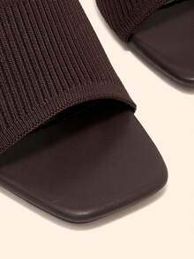 CUCCOO BASICS Minimalist Commuter Versatile Open Toe Mule High Heel Sandals For Christmas Summer - Coffee Brown 1 - View 9
