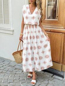 SHEIN LUNE 女士夏季休闲度假风印花V领褶皱短袖腰带连衣裙 女士夏季连衣裙 女士夏季服装 女士春季服装 女士沙滩裙 女士度假服装 女士夏季假日服装 女士休闲连衣裙 女士碎花连衣裙 女士邮轮服装 女士太阳裙 女士度假装 女士度假连衣裙 女士波西米亚风连衣裙 女士碎花中长连衣裙 女士长款度假连衣裙 - 彩色 - 查看 4