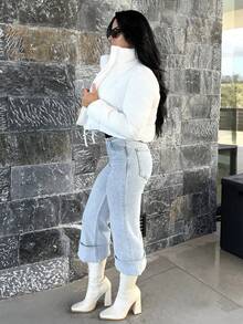 Vassilux 秋冬性感拉链抽绳短款棉服外套 - 白色 - 查看 3