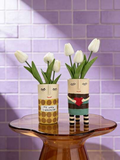 Joivida 1个手工树脂花瓶，圆点心形树脂花盆，厨房用具收纳架，多肉植物盆栽，适用于庭院家居阳台装饰，新年和开学季送给朋友、家人和爱人的完美礼物