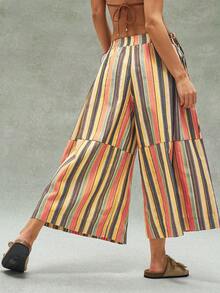 Bohemela Casual Vacation Woven Striped Loose Wide-Leg Pants For Women - Multicolor - View 7