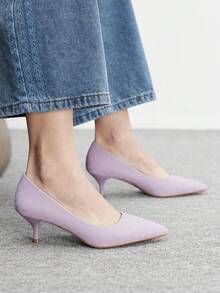 CUCCOO BIZCHIC 女士尖头细高跟中跟鞋，优雅、休闲、舒适、一脚蹬，适合工作、通勤、约会、派对、正式场合。 - 淡紫色 - 查看 7