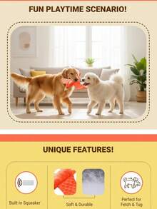 PETSIN 创意橙色飞龙造型毛绒狗狗玩具，内置BB吠叫声，可与狗狗互动玩耍 - 彩色 - 查看 2