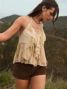 WESTFADE VẢI LƯỚI NYLON VỚI NHỮNG ĐƯỜNG NHÚN LUREX XUNG QUANH - Màu Khaki - Xem 4