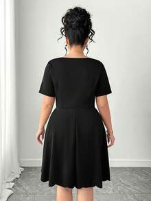 Elenzga Plus Size Knit Jacquard Collar & Hem Elegant Date Dress Black Dresses For Women Graduation Dresses Summer Outfits For Women Going Out Outfits Graduation Dresses Black Mini Dress Black Elegant Dress Scalloped Neckline Dress Stylish Black Dress Women's Black Dress Petal Neckla Ruffle Dress Spring Dress Women Summer Clothes Summer Holiday Outfits Casual Dress Formal Dress Elegant Dress For Women Wedding Guest Dress For Women Elegant Party Dresses Festival Dress - Black - View 2