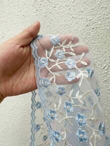 SHEIN SunnyBelle Romantic Lace Patchwork Applique Elegant Backless Halter Top - Blue - View 7