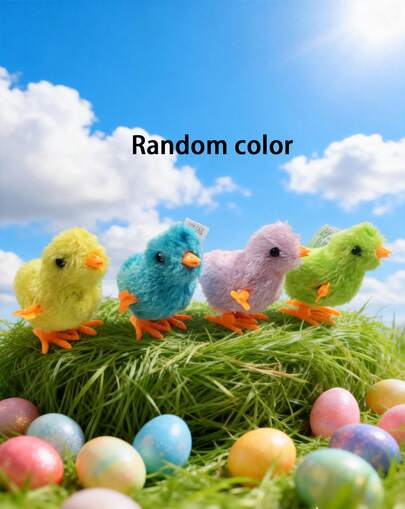 MINKOJA 随机颜色#2个#发条小鸡#跳跃玩具#会动的毛绒玩具#儿童玩具#互动小鸡