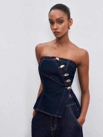 ATUI Studio Women's Asymmetrical Hem Tube Top