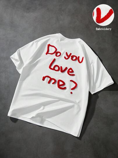 PAVTROS 男士 INS 印花“WHERE IS LOVE?”休闲街头风短款宽松 T 恤