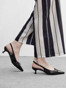 CUCCOO BIZCHIC Casual Minimalist Solid Color Pointed Toe Women Pumps Valentine's Day - Black matt - View 4
