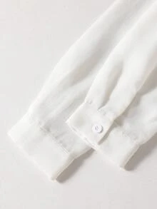 青少年男士绅士风白色领亚麻混纺长袖衬衫，百搭绅士装扮，适合商务、上学、生日派对、日常休闲穿着，优雅简约设计。 - 白色 - 查看 7