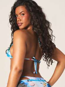 MISSGUIDED 热带海滩印花系带沙滩罩衫，饰有棕榈树和天堂般景色设计，适合夏季度假沙滩装 - 彩色 - 查看 4